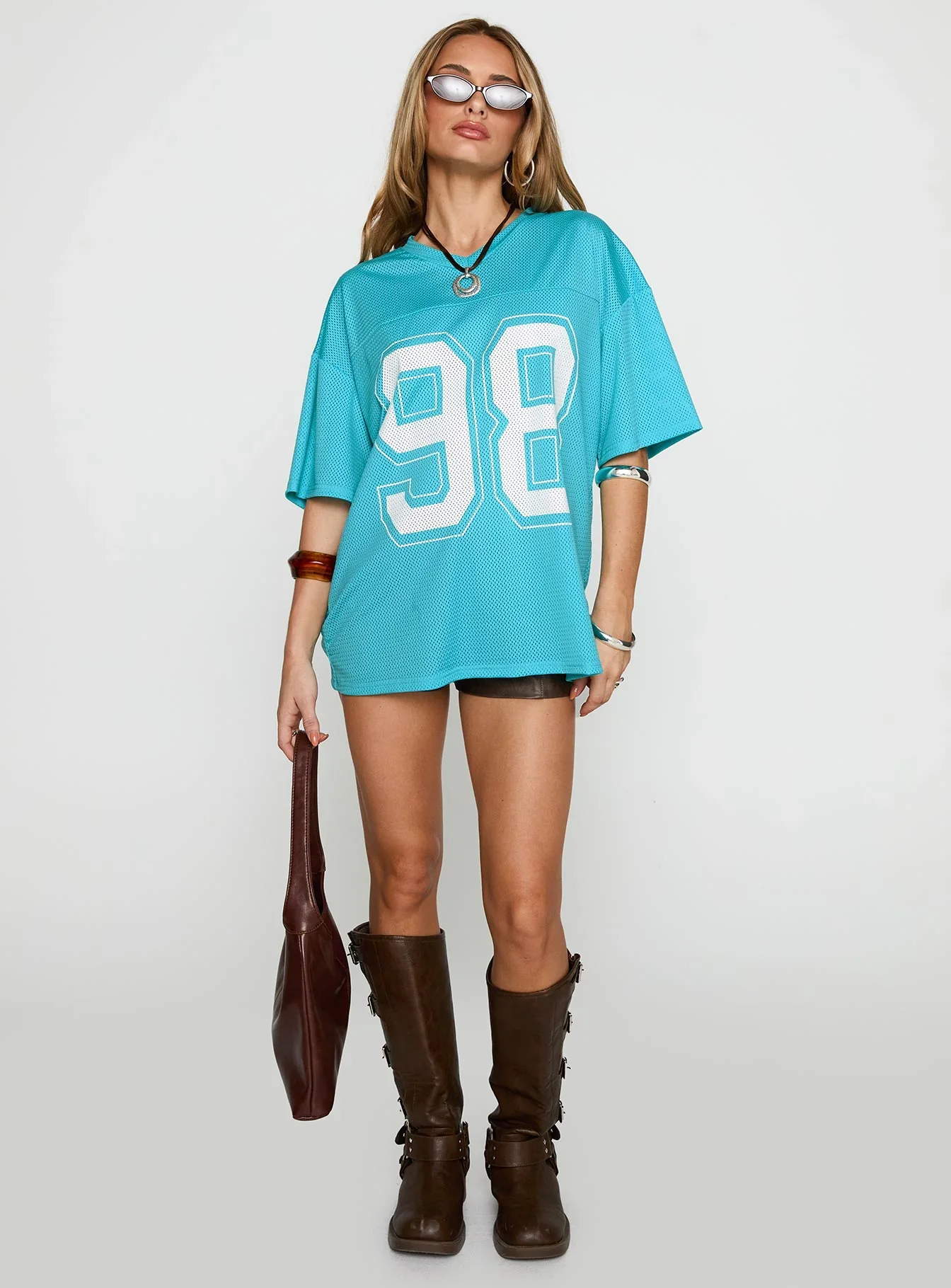 98 Sports Oversized Graphic Tee Blue