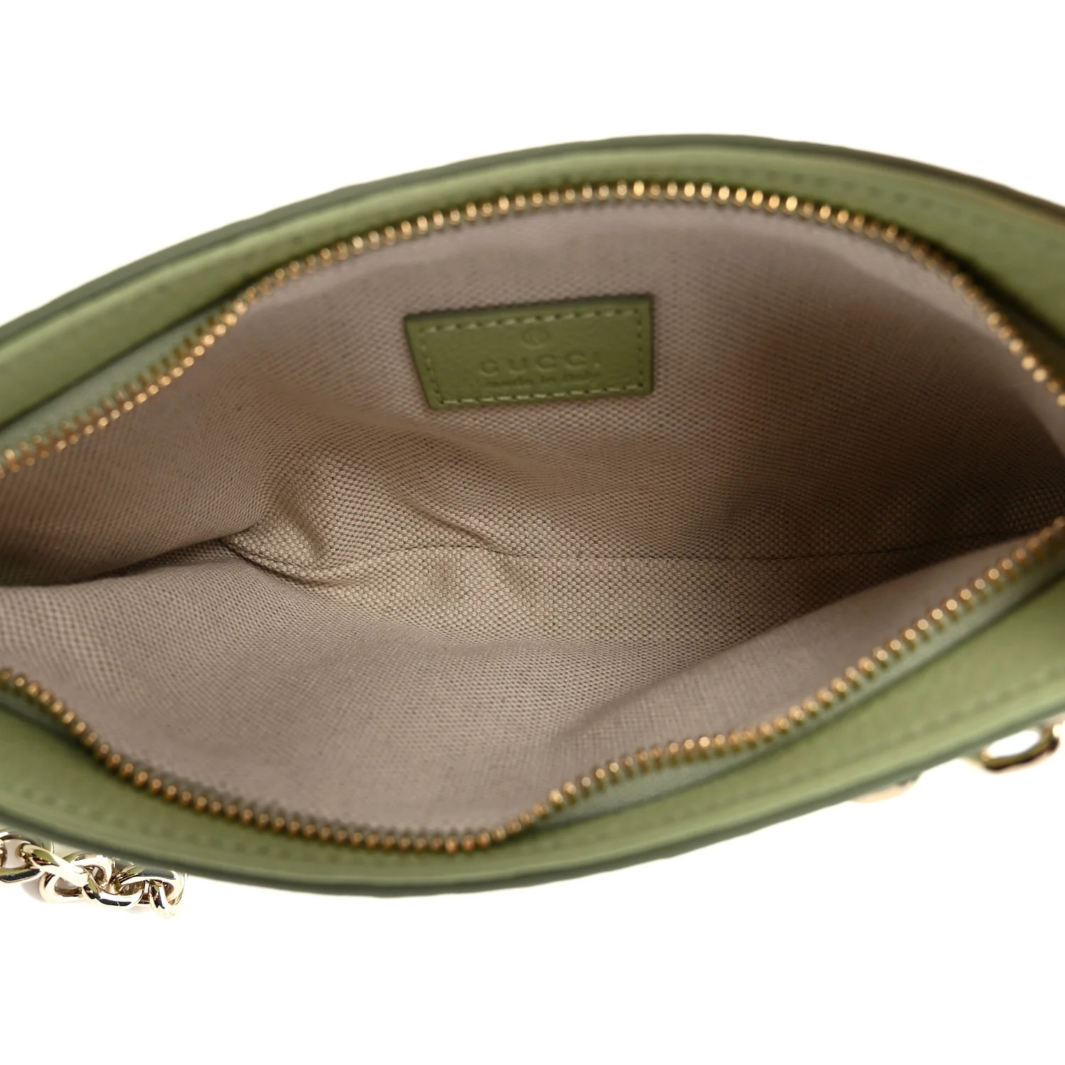 GG Grainy Calfskin Emblem Super Mini Shoulder Bag Sage Leaf