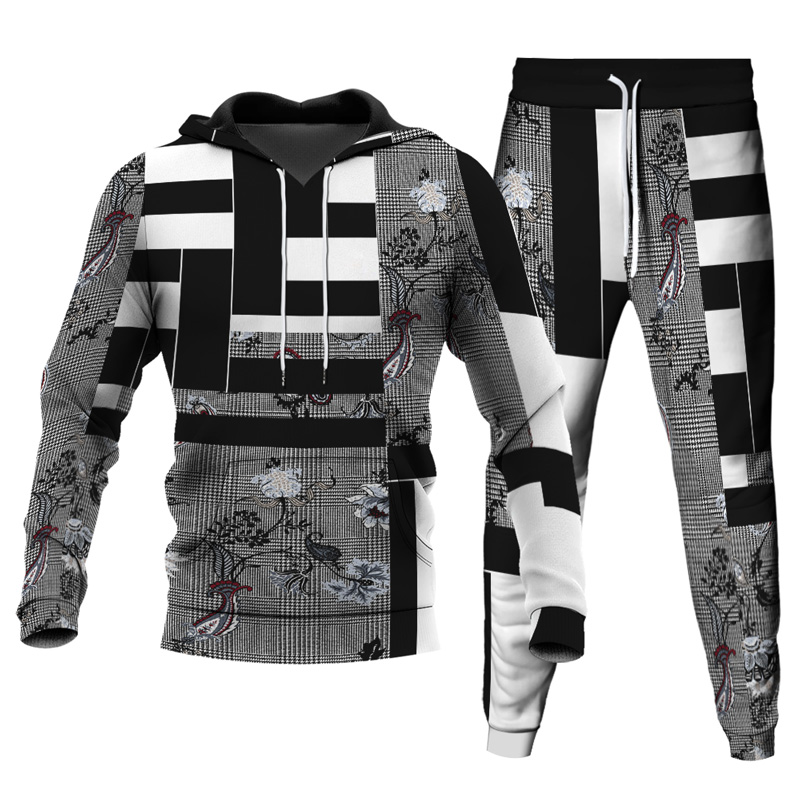 Ensemble de sweat à capuche imprimé personnalisé pour homme 009