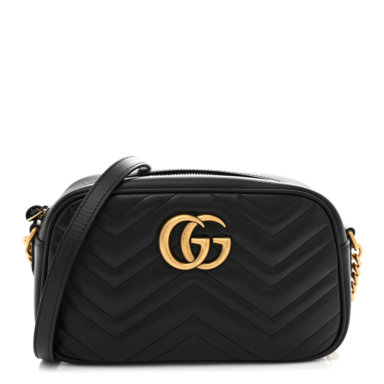 Calfskin Matelasse Small GG Marmont Camera Bag Black