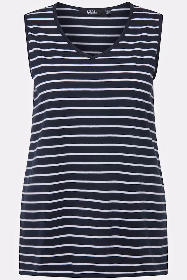 2 Pack of V-Neck Cotton Knit Tanks - Stripe, Solid