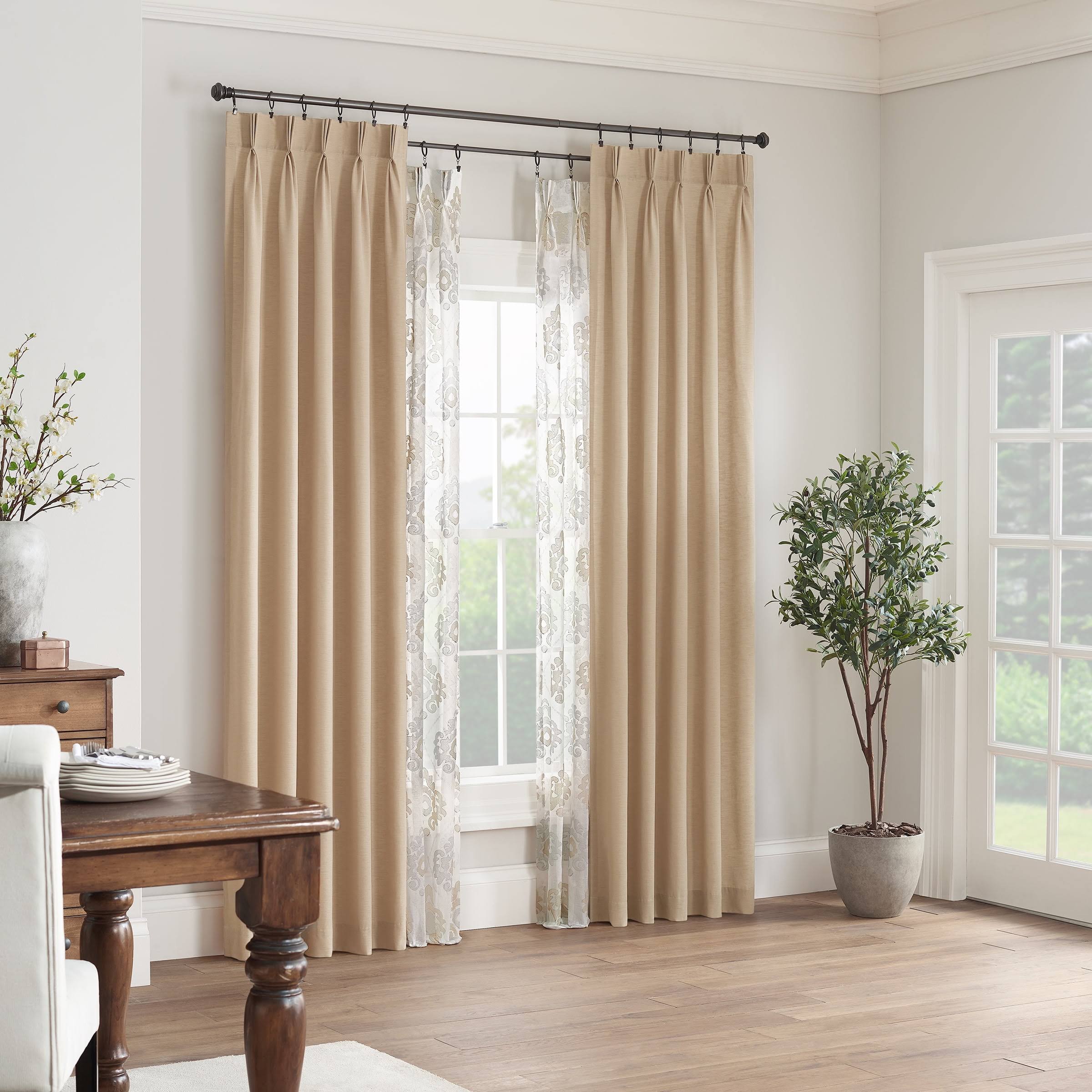 Waverly Serendipity 10 Pleat 50 in. W x 63 in. L Curtain Panel ,Linen
