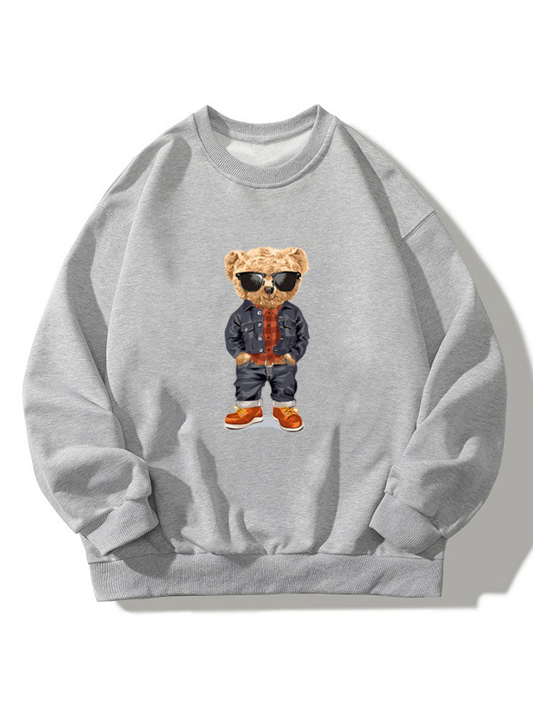 Sweat-shirt décontracté à col rond Denim Bear