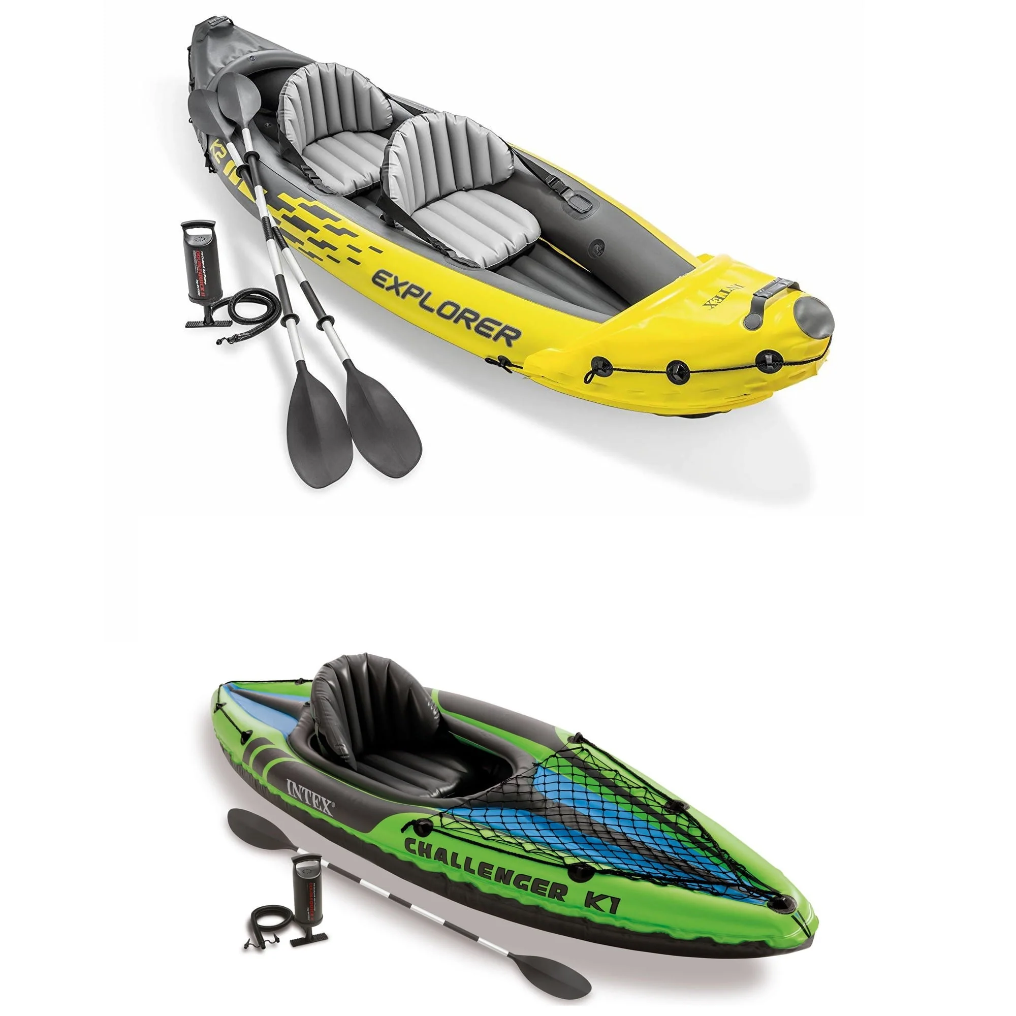 2 Person Inflatable Kayak with Oars, Pump 1 Person Inflatable Kayak