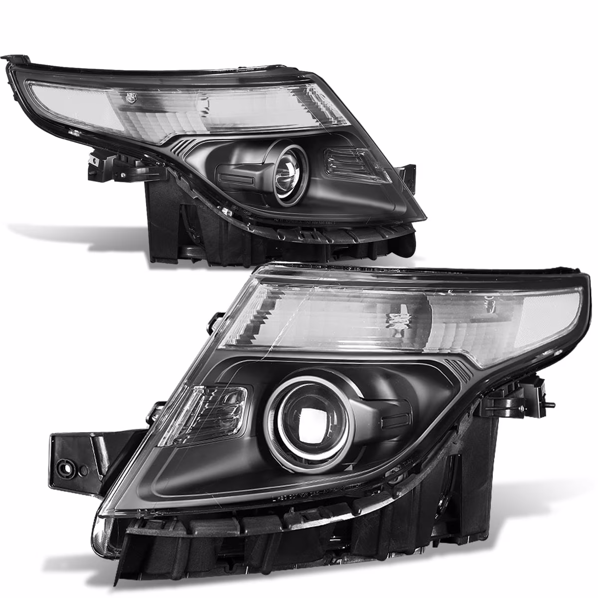 DNA Motoring for 2011 - 2015 Ford Explorer Projector Headlight Lamps Pair Black Clear Replacement