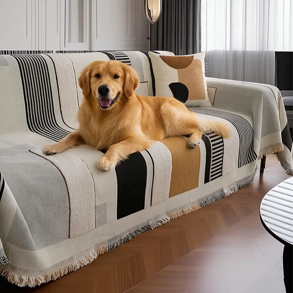 Stripe Art Scratch Resistant Chenille Multifunctional Sofa Protector Couch Cover