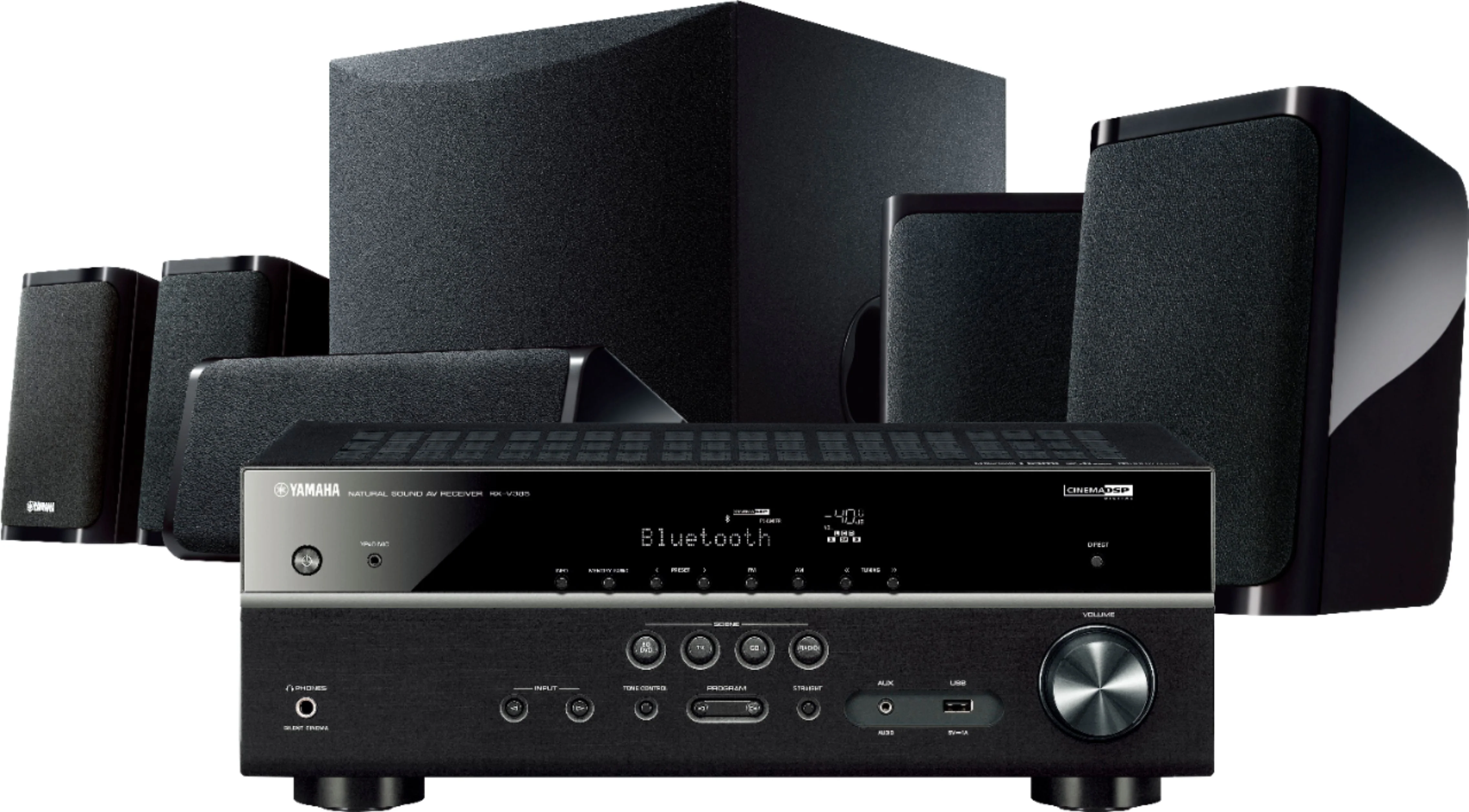 2025 Yamaha – 5.1-Channel 4K Home Theater Speaker System with Powered Subwoofer and Bluetooth Streaming – Black