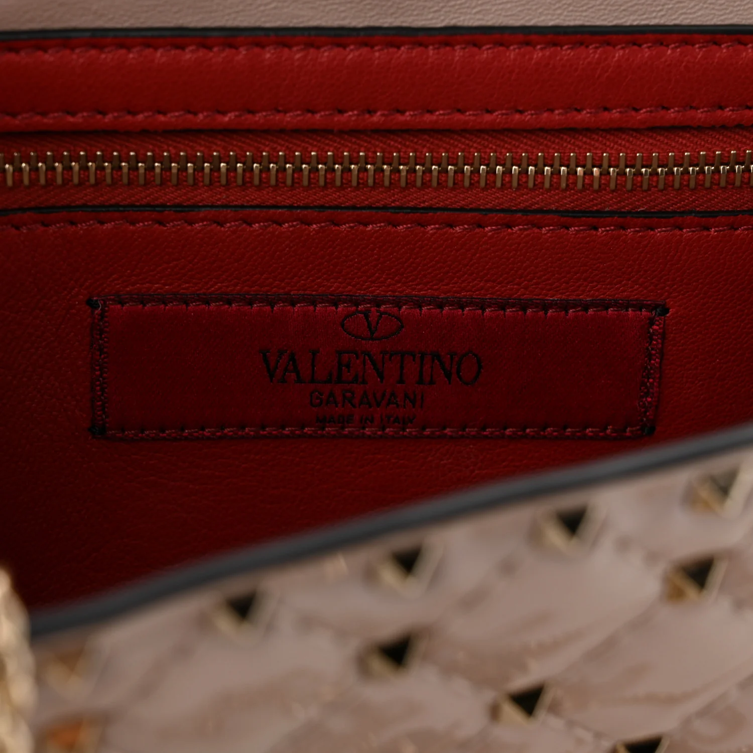 Patent Rockstud Spike Wallet on Chain Poudre