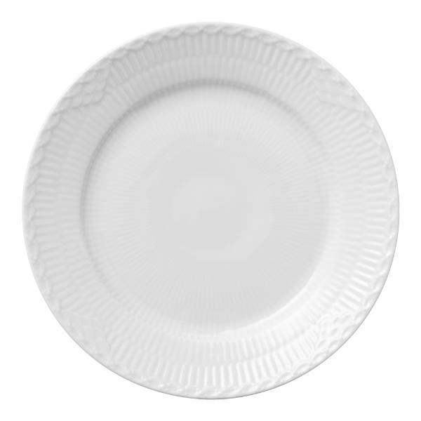 Hvit Riflet Halvblonde tallerken 19 cm