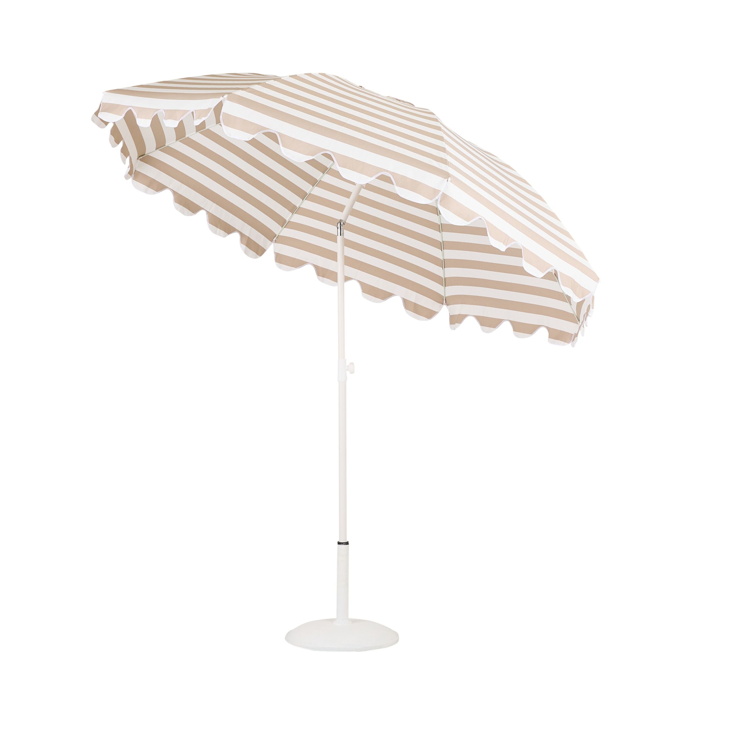Amalfi Umbrella Scallop Edge Taupe/White Stripe