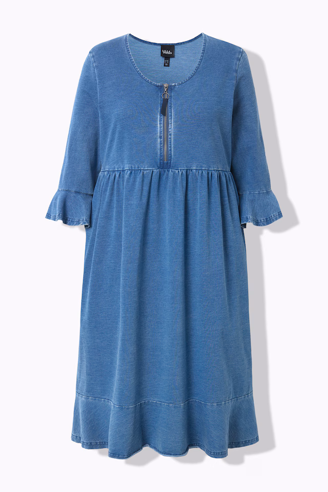 Denim Look Ruffled Midi Dress