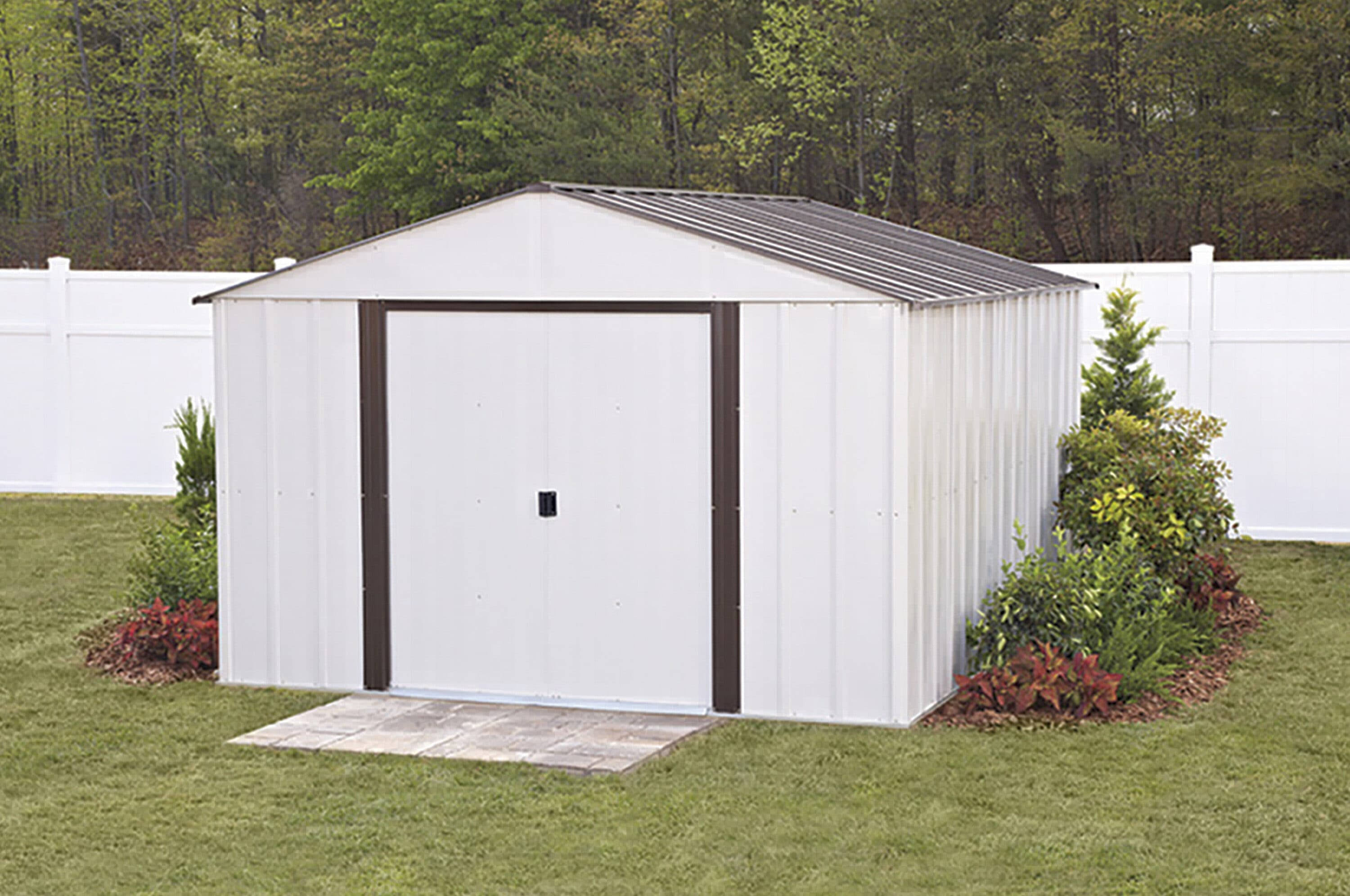 Arrow 10-ft x 12-ft High Point Galvanized Steel Storage Shed in Off-White | LW1012