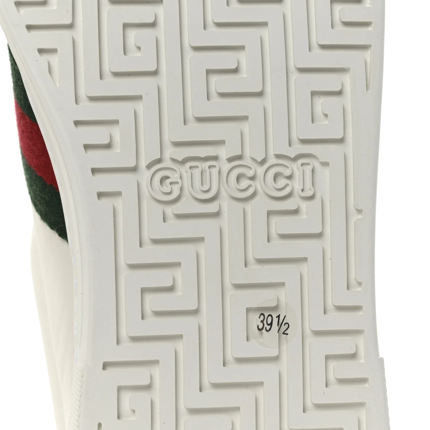 Calfskin Crocodile Web Womens Ace Sneakers 39.5 White Green