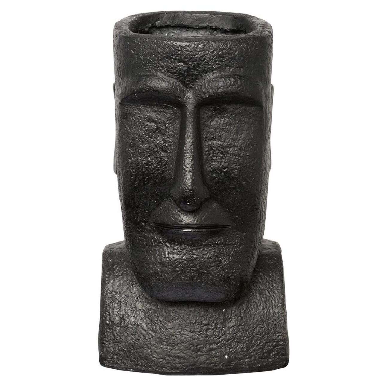 Pot statue île de Pâques noir H40cm