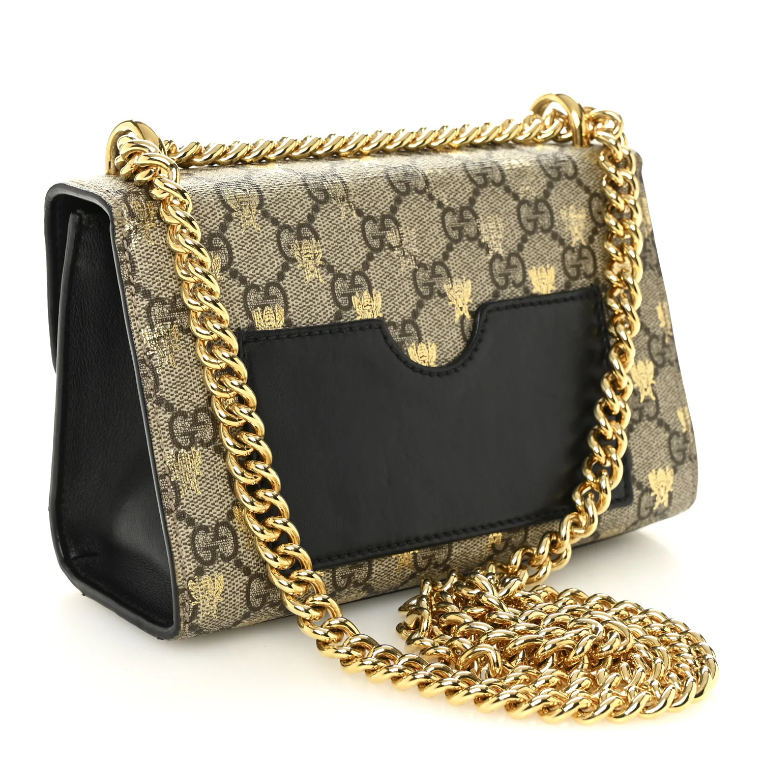 GG Supreme Monogram Bees Small Padlock Shoulder Bag Black