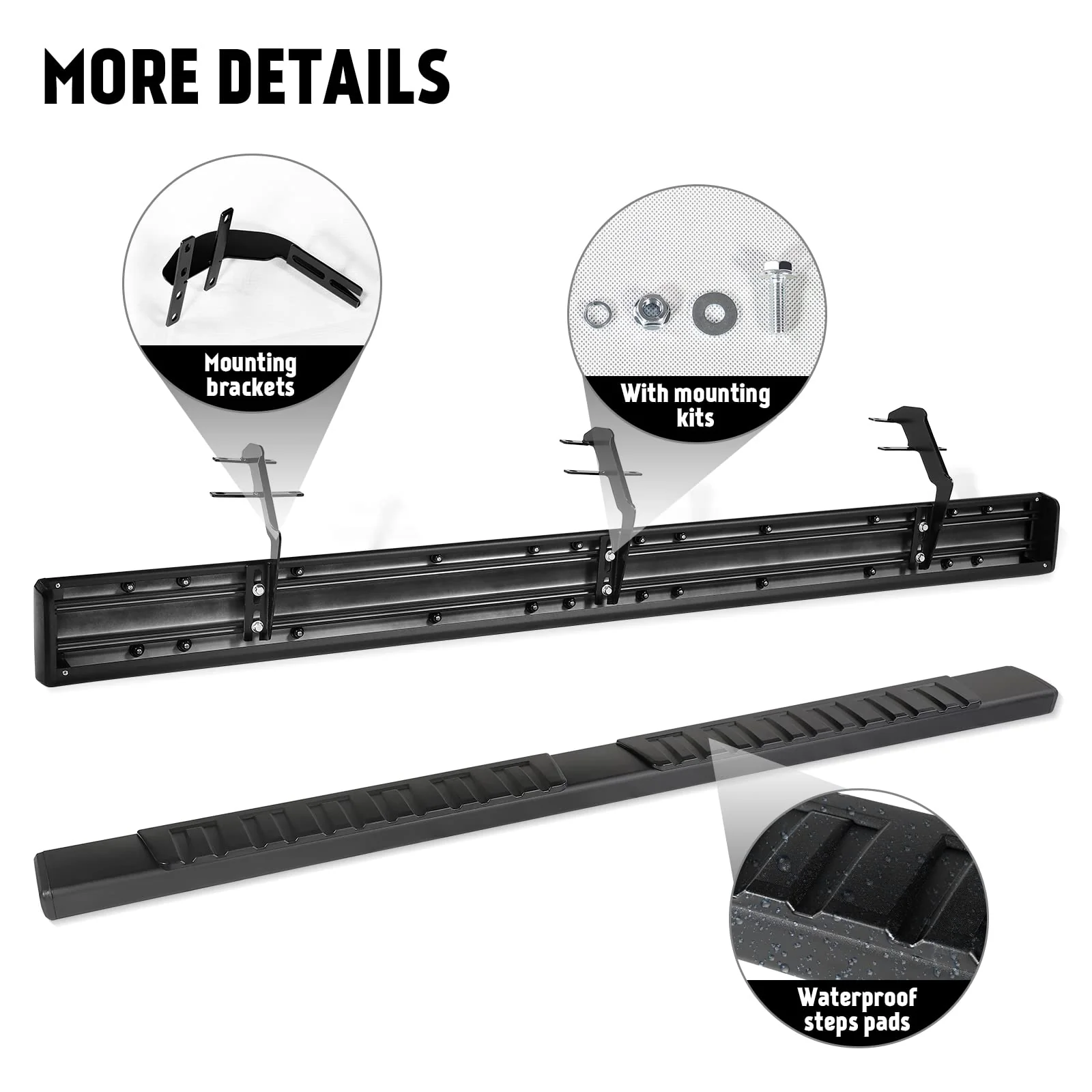 PZ 6 Running Boards. Black Aluminum Alloy Side Steps Nerf Bars