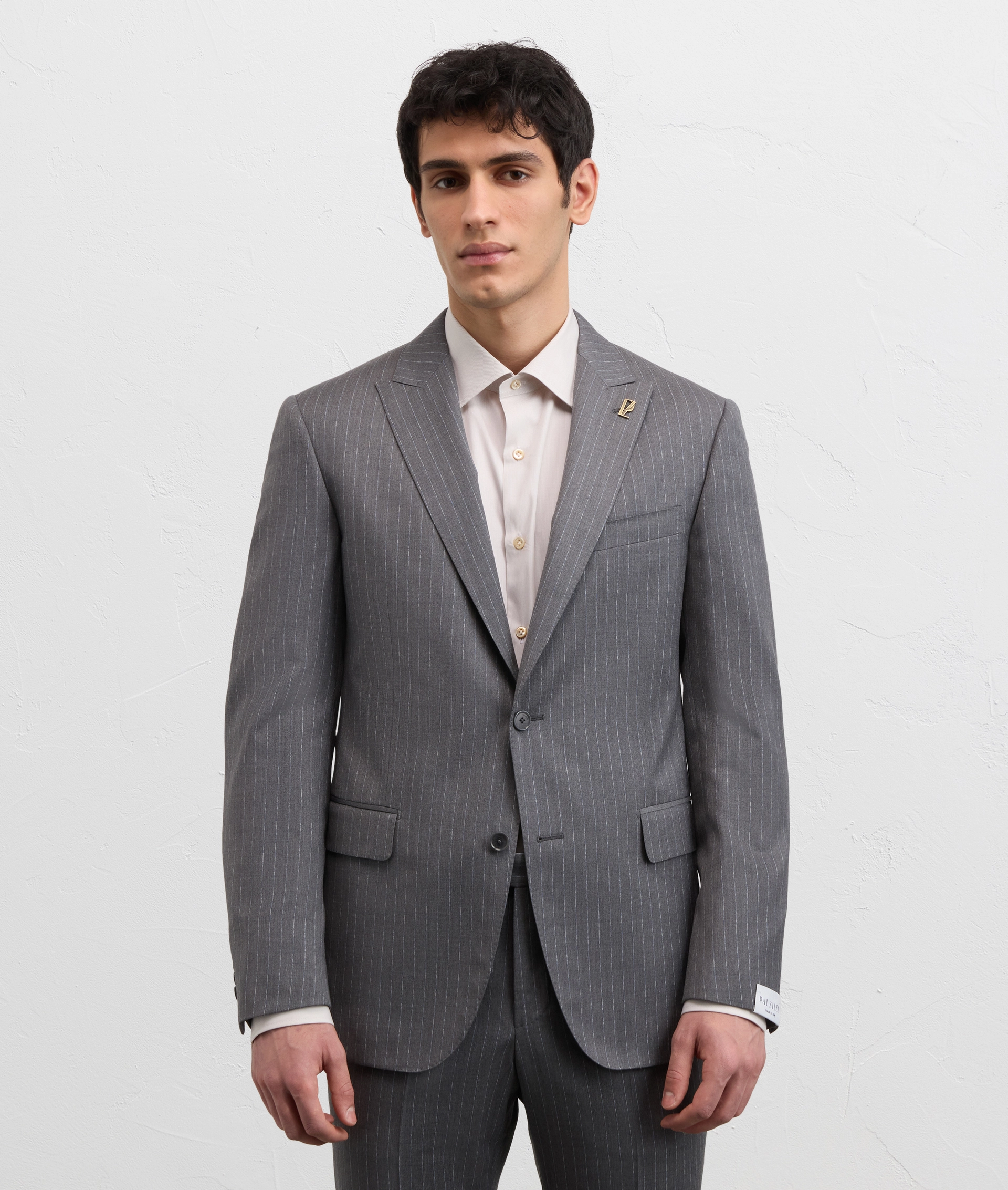 GREY STRIPED VIRGIN WOOL VICENZA LINE DRESS