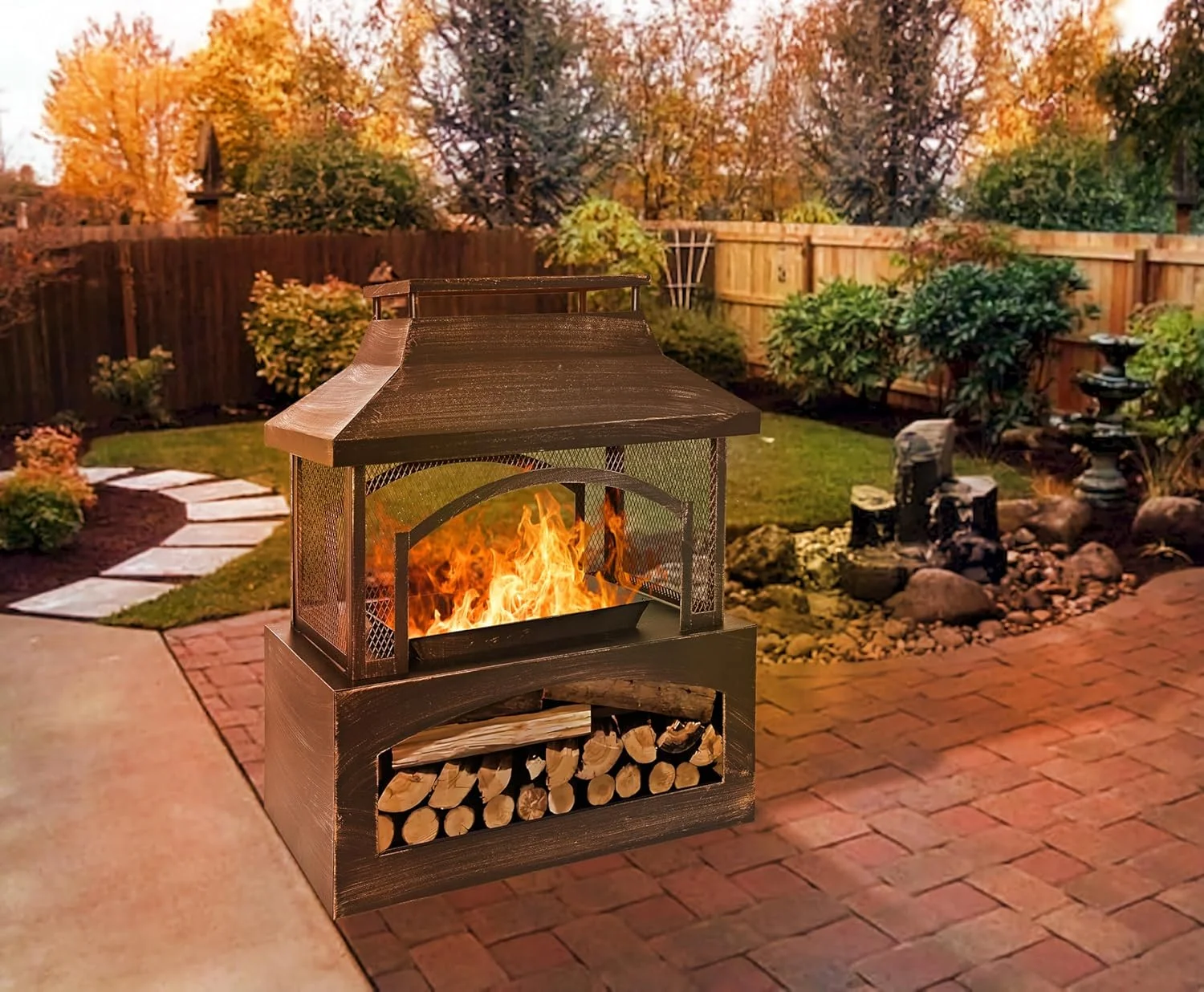 Fire Pit for Outside, 37" Outdoor Wood Burning Firepit , Patio Fireplace Square Metal Stove for Camping, Outdoor Heating, Bonfire and Picnic - Image 5
