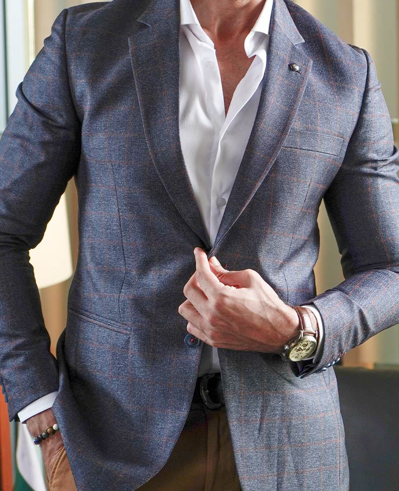 Blazer à carreaux Daily Plaid à revers cranté et poches croisées