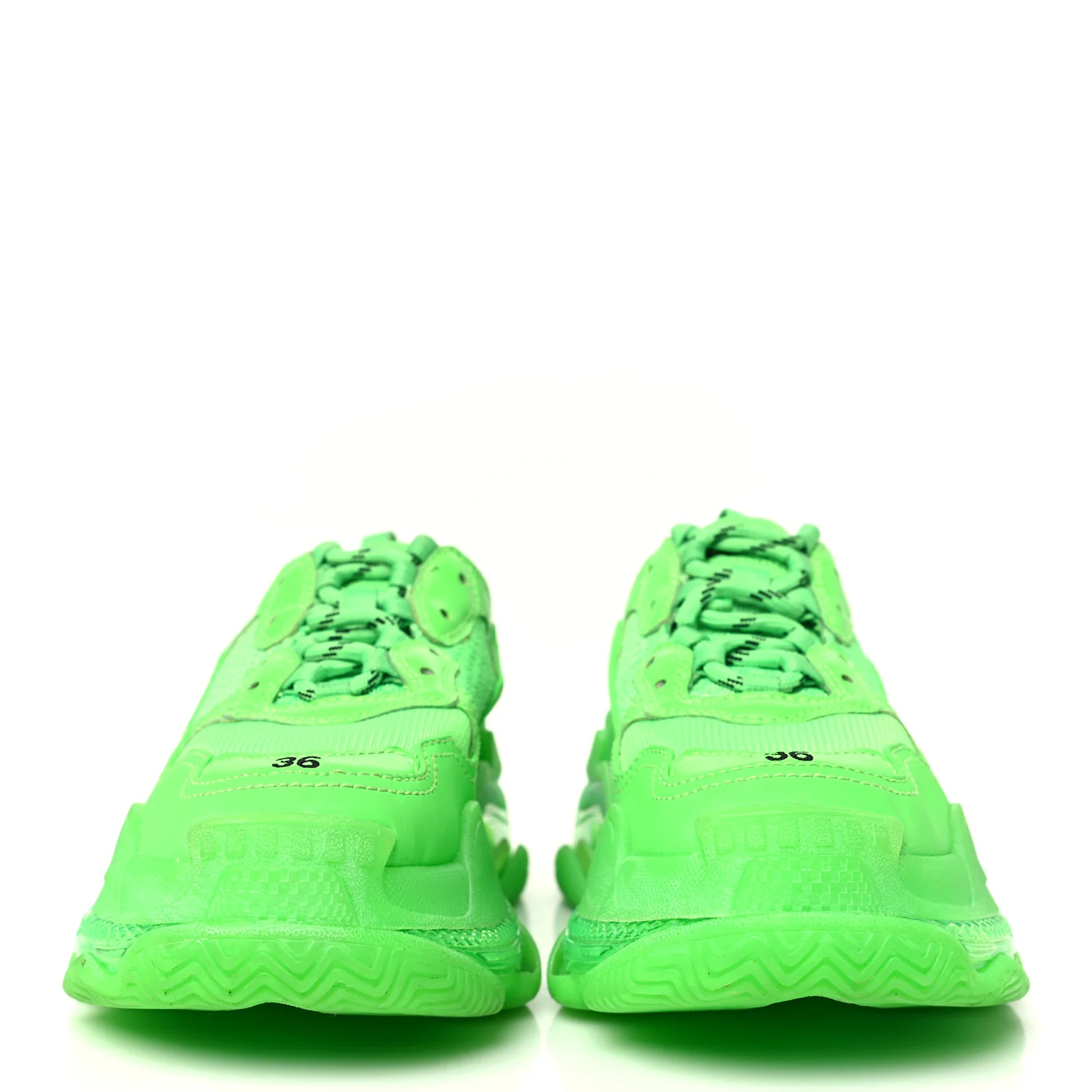 Fabric Mesh Clear Sole Womens Triple S Sneakers 36 Fluo Green