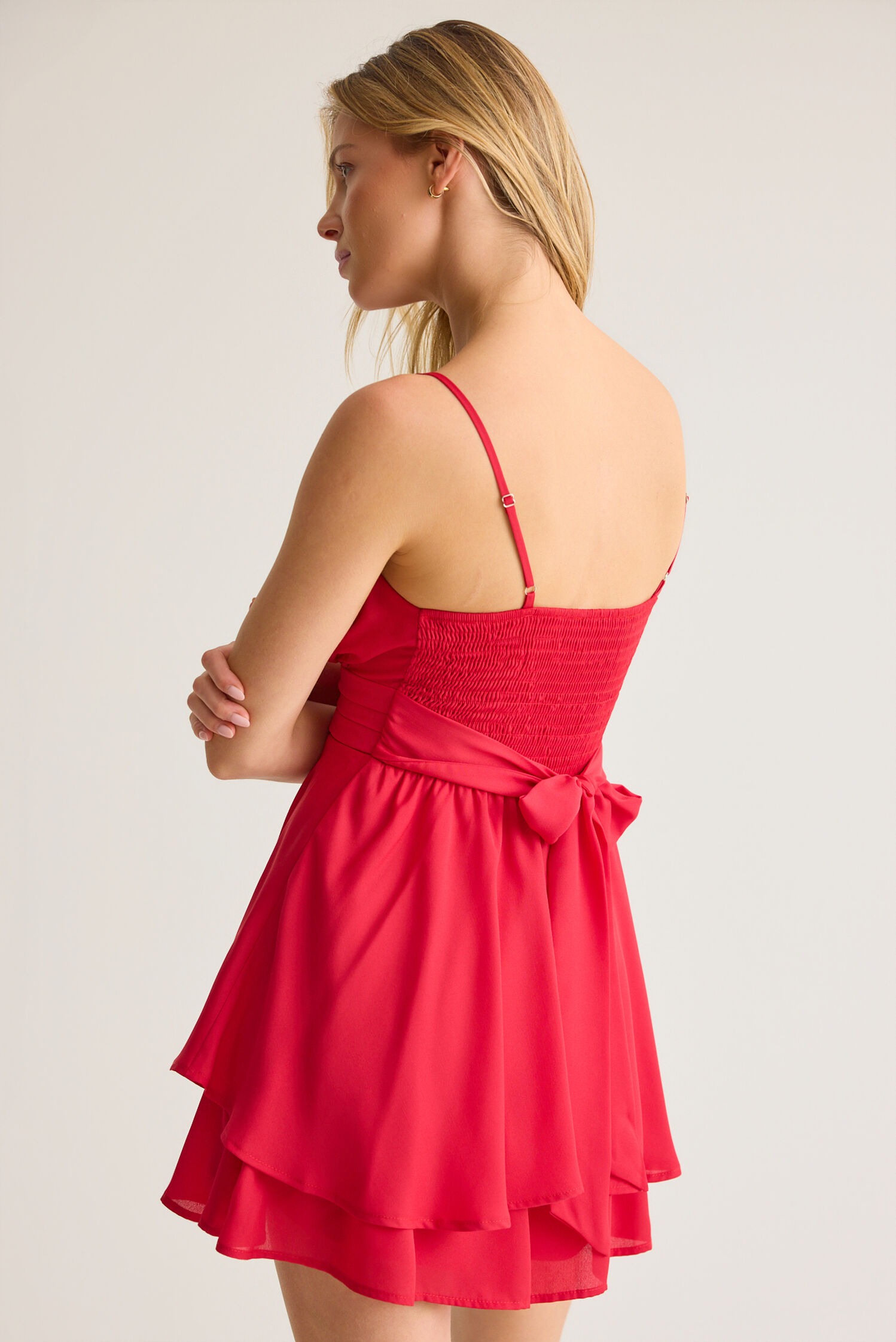 Laila Double Layer Romper  - RED