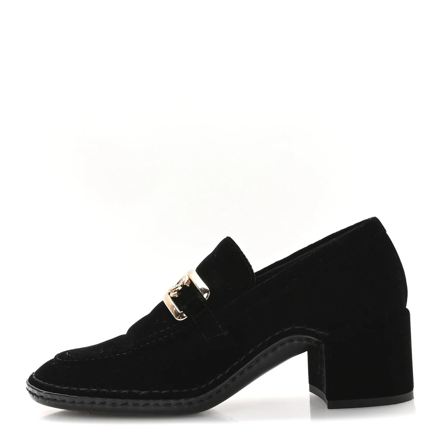 Shiny Calfskin Logo Loafers 38 Black