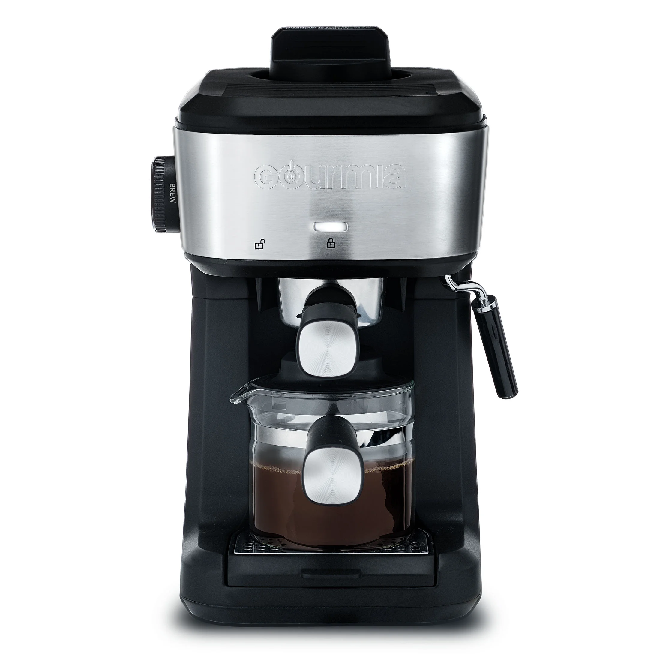 4-Shot Steam Espresso, Cappuccino, and Latte Maker with Frothing Wand, Black, New - Image 3
