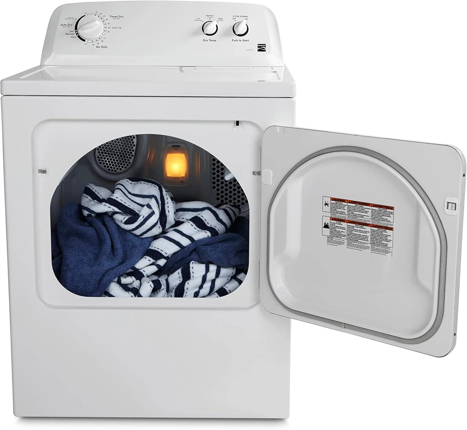 29′′ Front Load Electric Dryer with Wrinkle Guard and 7.0 Cubic Ft. Total Capacity. White