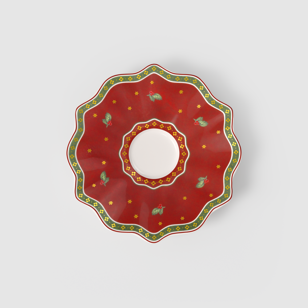Toy's Delight Coffee cup saucer - Red, 6.5'', Premium Porcelain