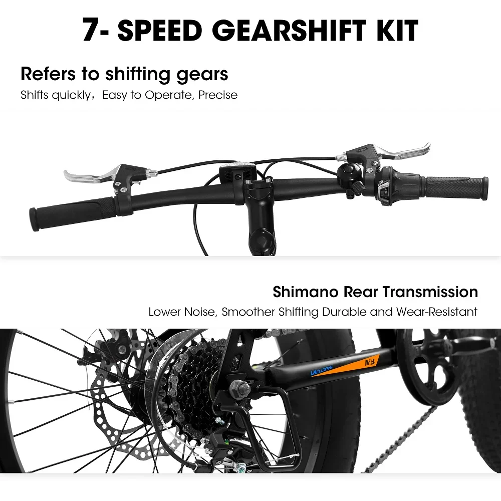 20 Inch Fat Tire Bike Adult 7 Speed Mountain Bike, Dual Disc Brakes, High Carbon Steel Frame, Front Suspension, Mountain Buggy, City Commuter City Bike, Fat Tire Bike   Black