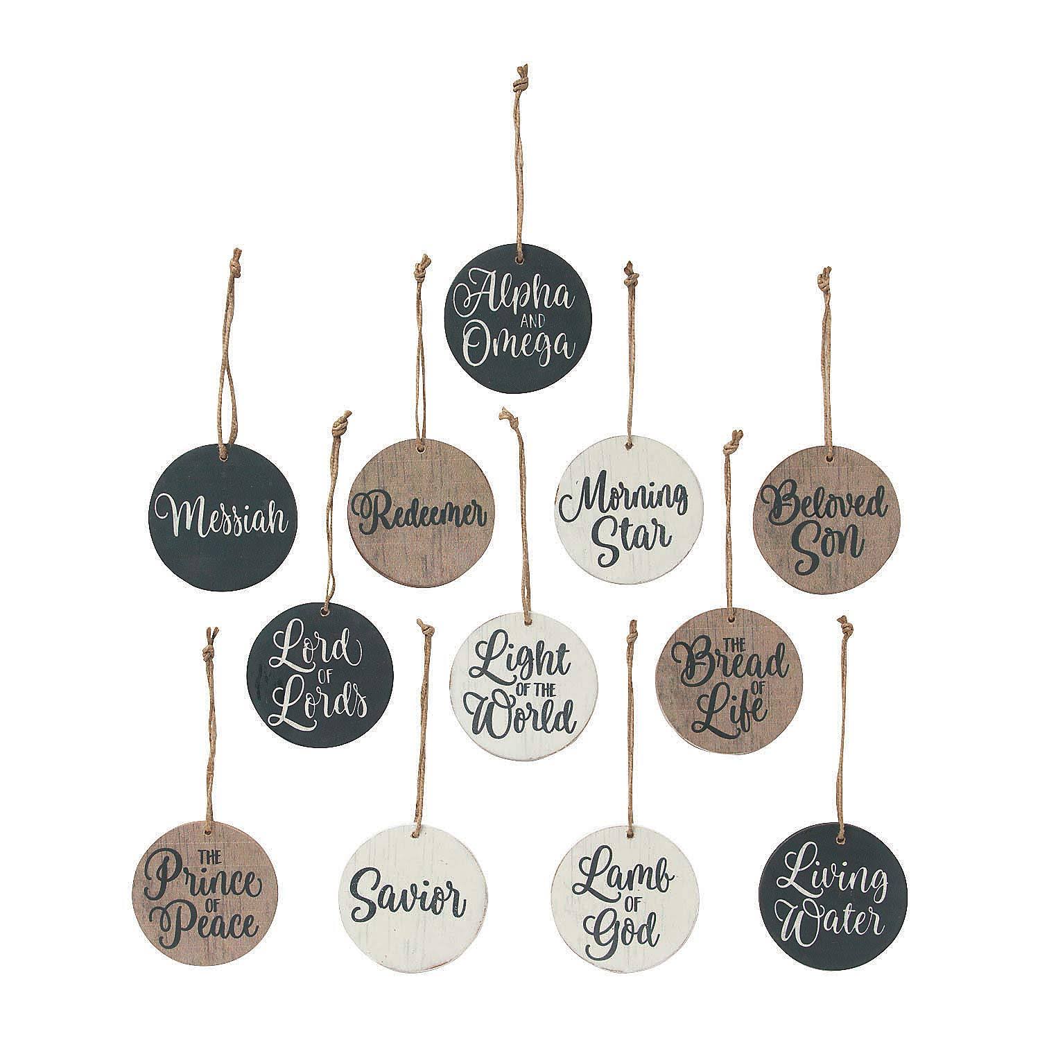 Names of Jesus Christmas Ornaments, Home Decor, Christmas, 12 Pieces