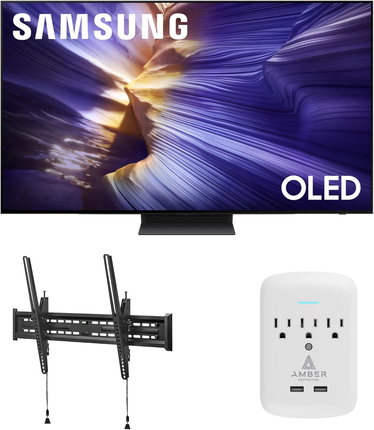 Samsung QN65S90FAFXZA 65 Inch 4K OLED Smart TV with a Walts TILT-MOUNT-43-90 Large/XL Tilt Mount for 43