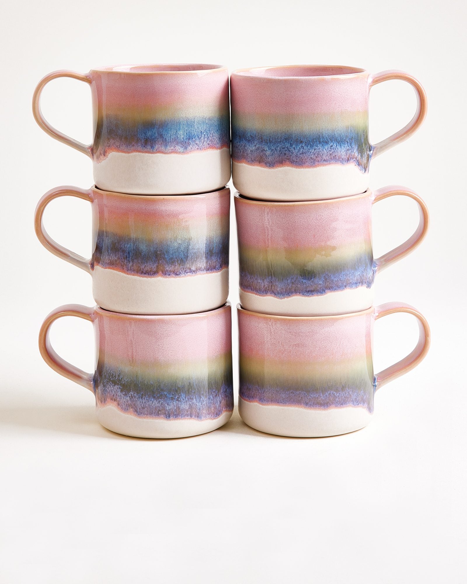 NÓDOA - LARGE MUG DIPPED PINK GREEN SET OF 6