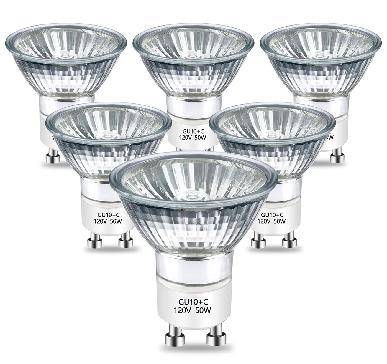 Bogao GU10 Halogen Bulb 120V 50W Halogen Light Bulbs, 2800K Warm White GU10 Dimmable for Track Light Bulbs ,Glass Cover for Range H