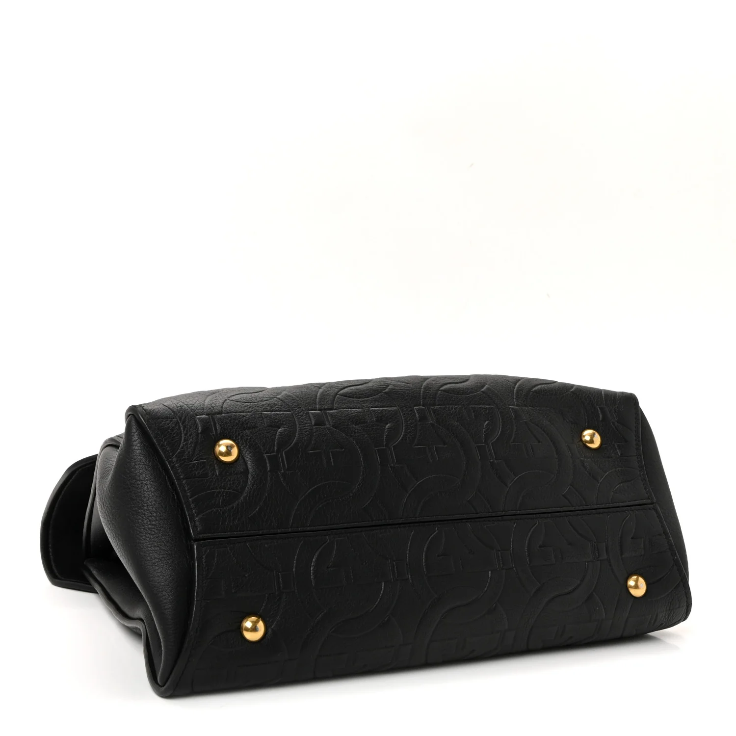 Calfskin Embossed Medium Margot Top Handle Satchel Black