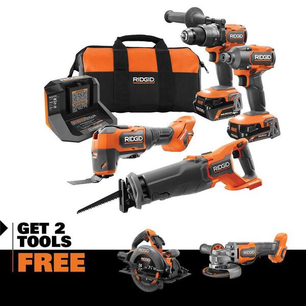 18V Brushless Cordless 4 Tool Combo Kit w/ 18V Brushless 7 1/4 in  Circular Saw, 18V Brushless 4 1/2 in  Angle Grinder