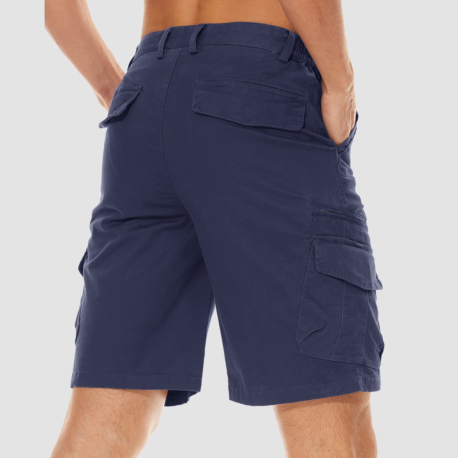 Short cargo classique pour homme, léger, à poches multiples, taille élastique, décontracté, en coton confortable.