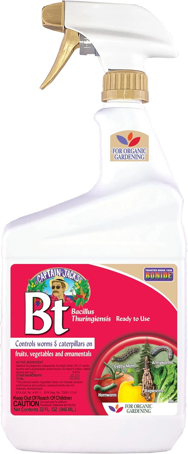 Bonide Captain Jack's Bacillus Thuringiensis BT, 32 oz| Ready-to-Use Spray, Worm & Caterpillar Control, For Organic Gardening