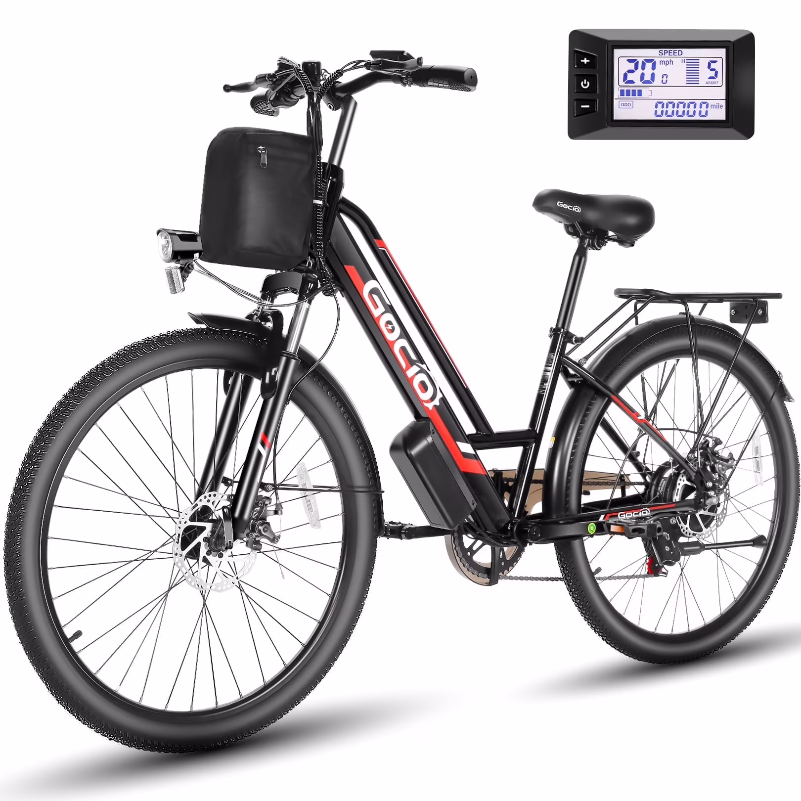 26" Electric Bike for Adults, 500W Electric Cruiser Bike, 48V/7.8Ah Removable Battery, 7 Speed, City Commuting E-bike, UL2849(Red)