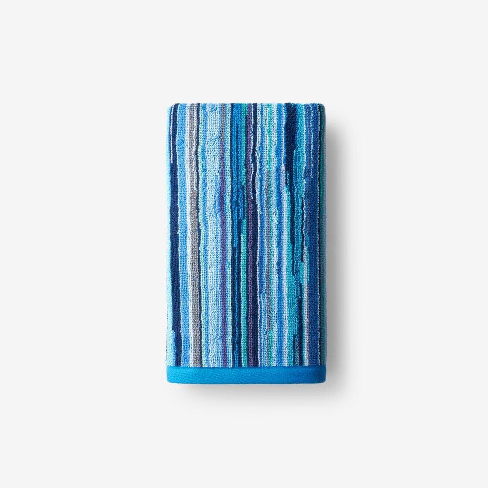 The Company Store Rhythm Blue Striped Cotton Single Hand Towel