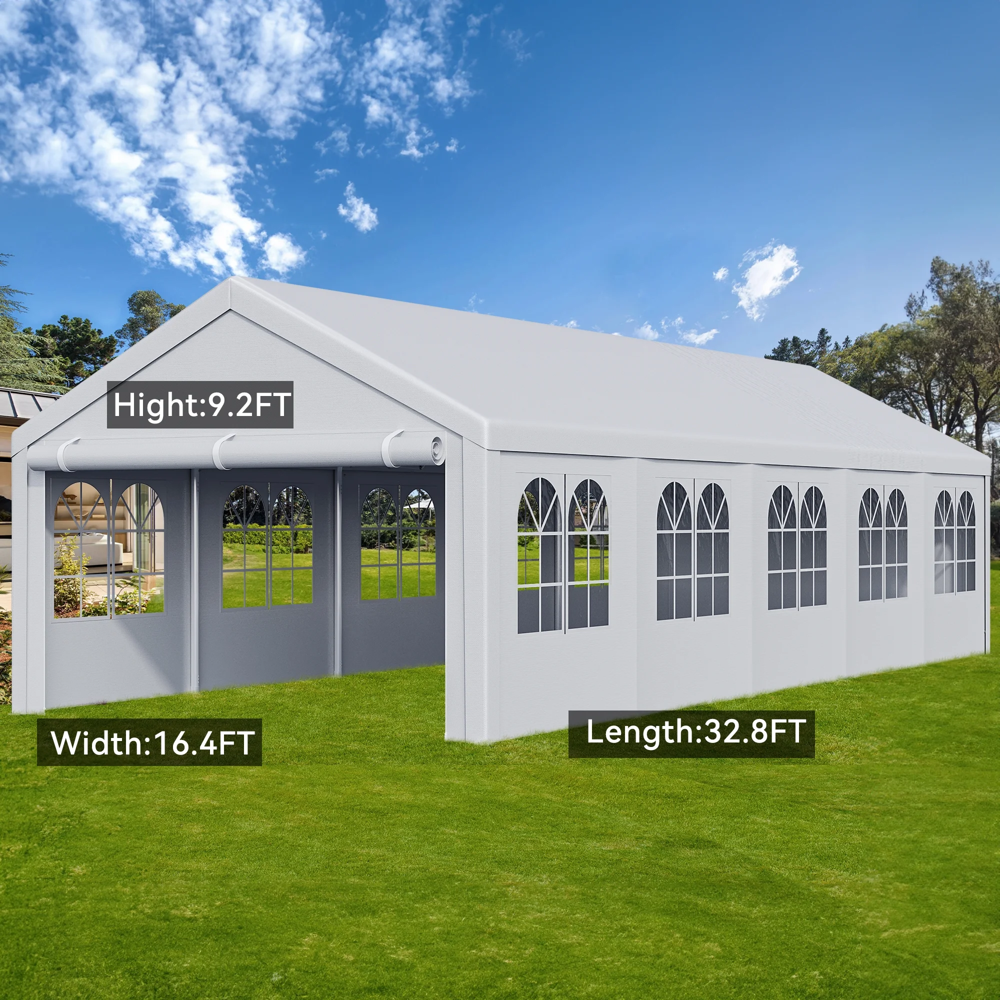 16x32ft Party Tent Heavy Duty Outdoor Wedding Tent Canopy Event Shelters Upgraded Galvanized Steel Carport with Removable Sidewall Windows for Commercial and Parties, White(16' x 32') - Image 2