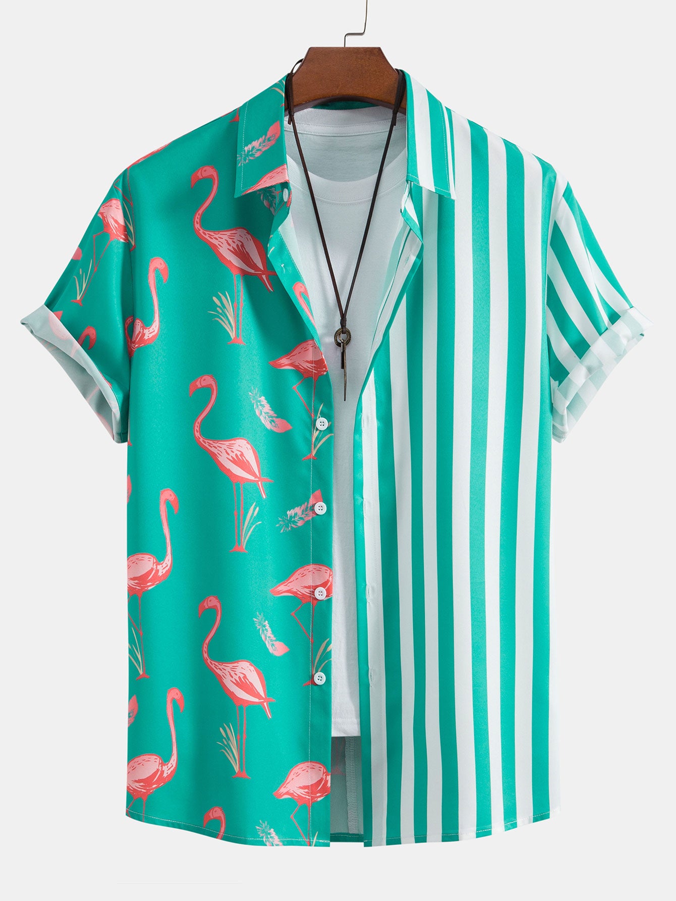 Chemise à rayures flamant rose