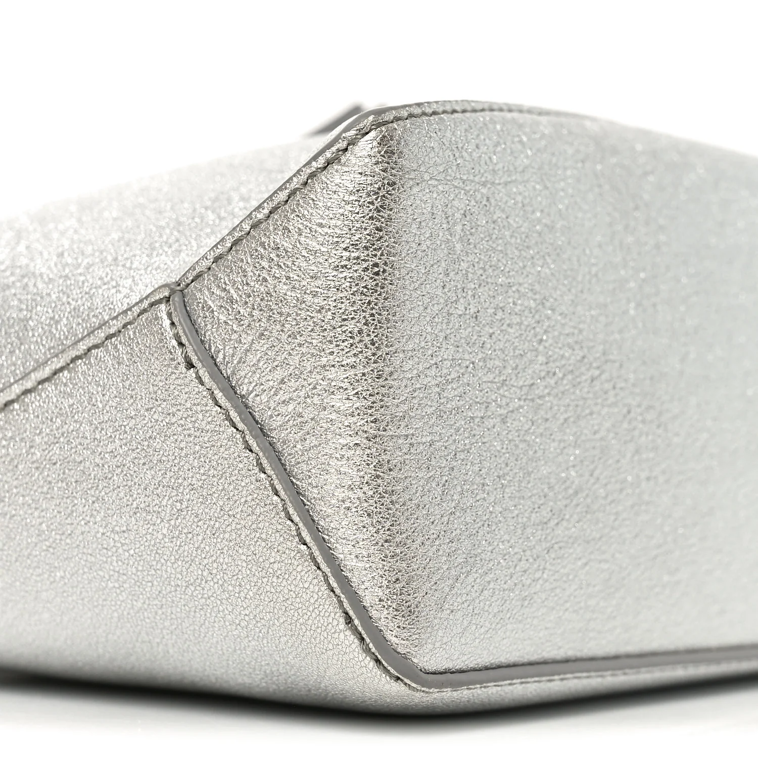 Laminated Lambskin Mini Puzzle Edge Bag Silver