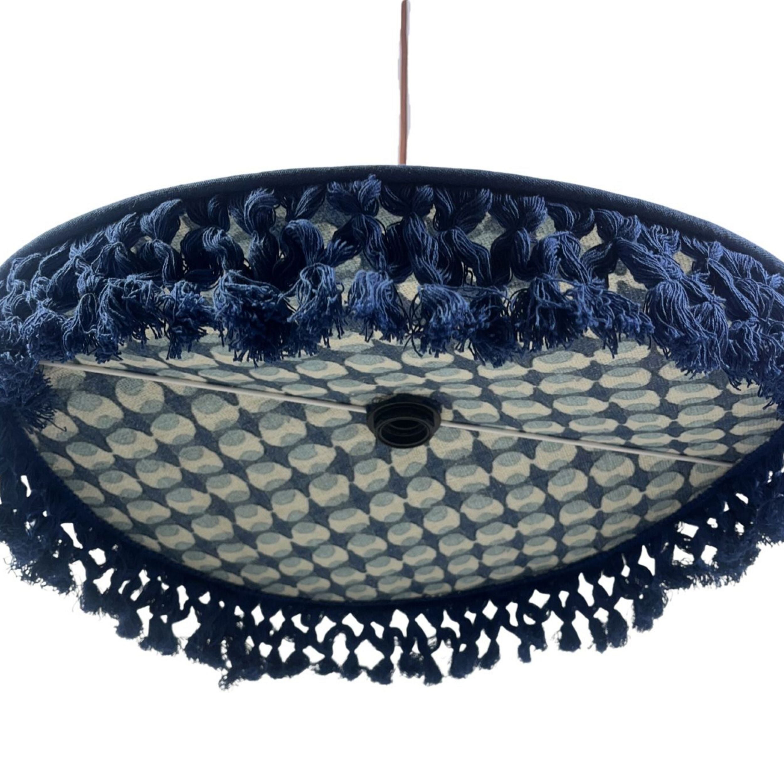 Fiesta Fringed Cotton Pendant Blue 60cm - SHADE ONLY