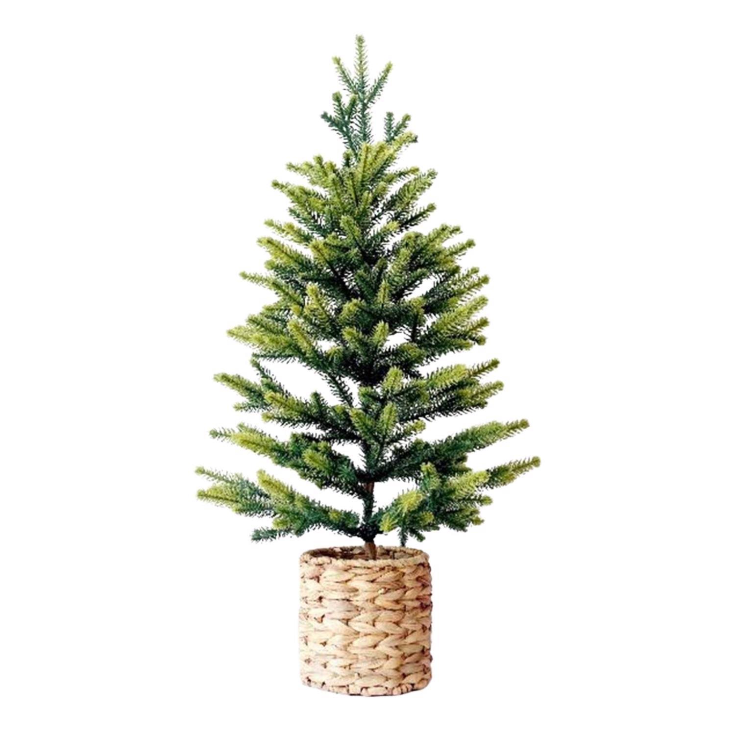 Celebrations 24 in. Hyacinth Basket Base Indoor Christmas Decor, Green