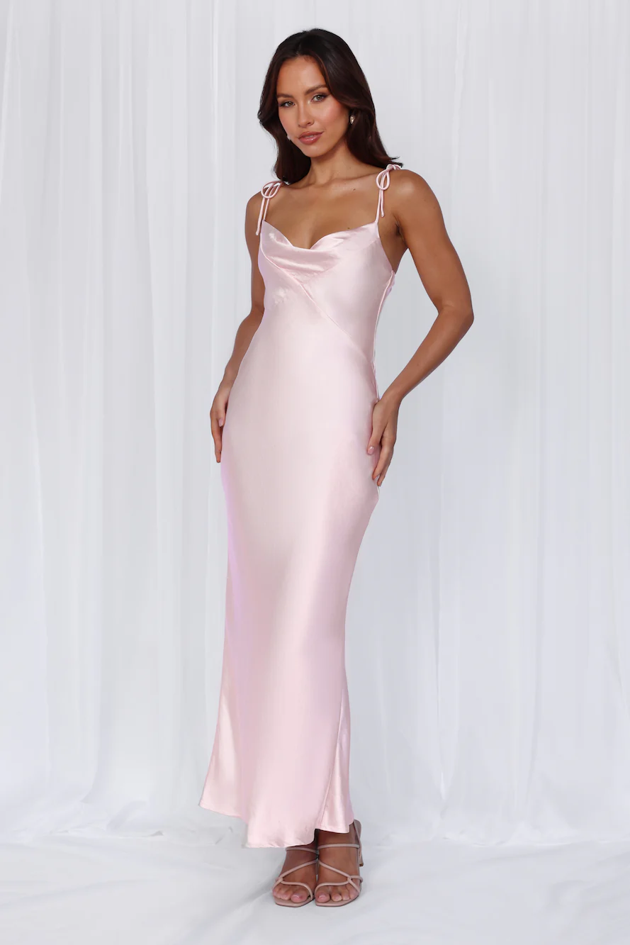 HELLO MOLLY The Penelope Cowl Satin Maxi Dress Pink