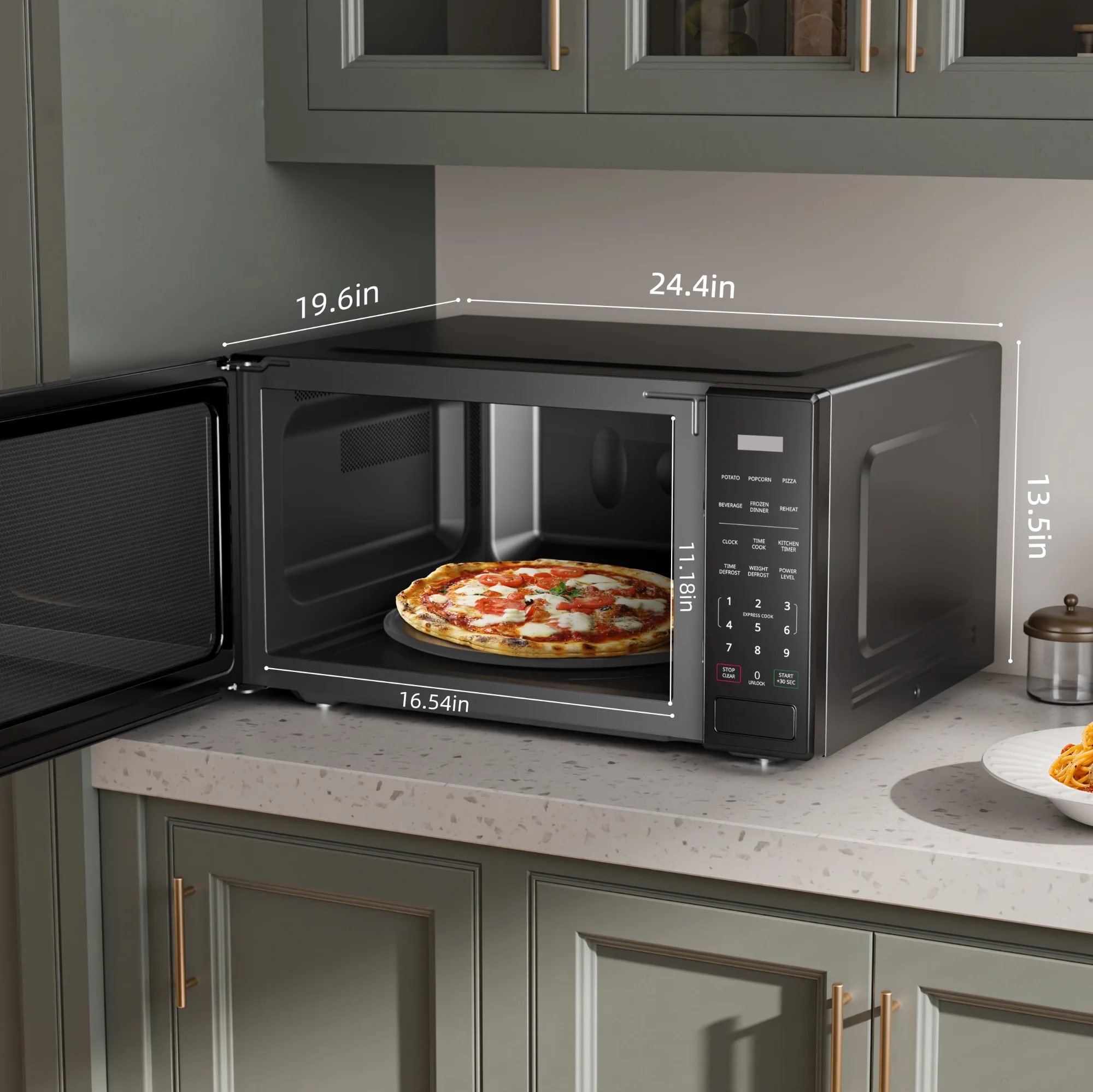 2.2 cu ft Countertop Microwave Oven, Black, New - Image 4