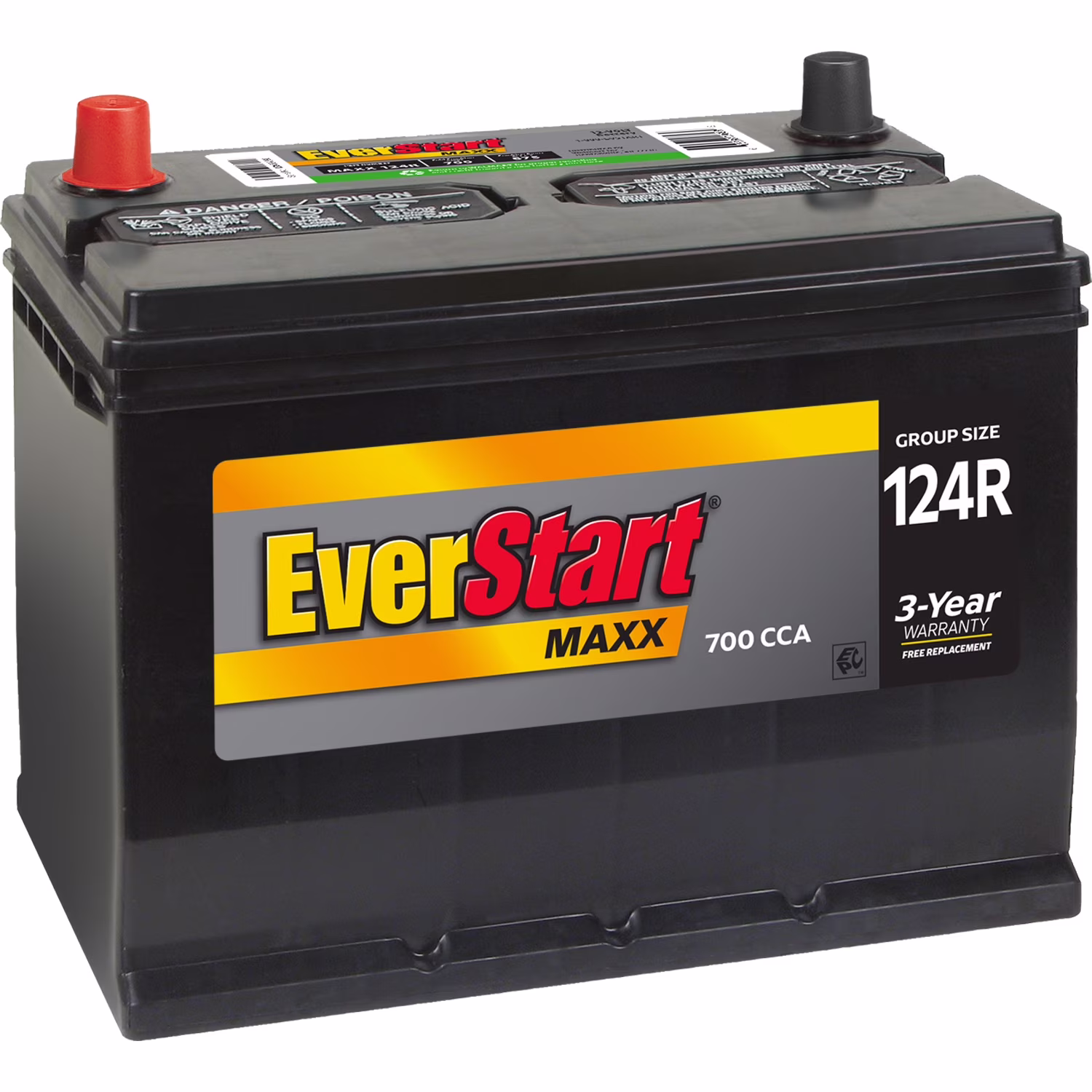 Maxx Lead Acid Automotive Battery, Group Size 124R 12 Volt, 700 CCA