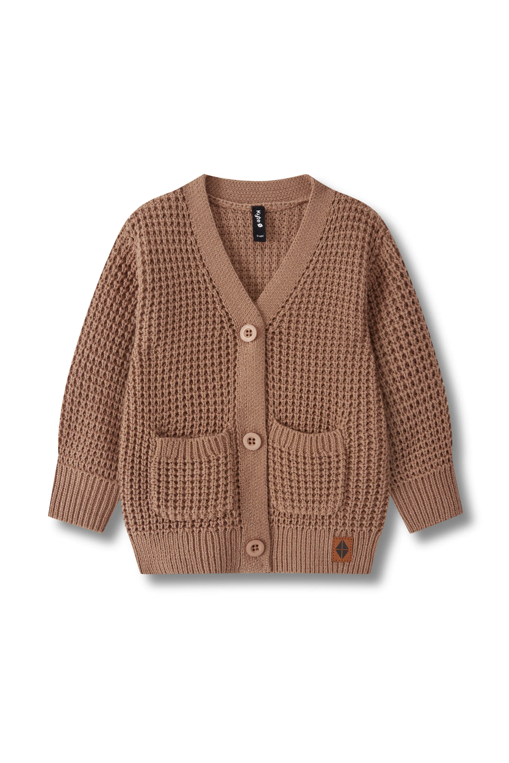 Chunky Knit Waffle Cardigan in Latte