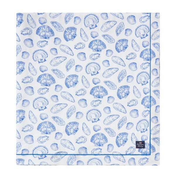 Duk 150x250 cm bomull skallprintet hvit/blå